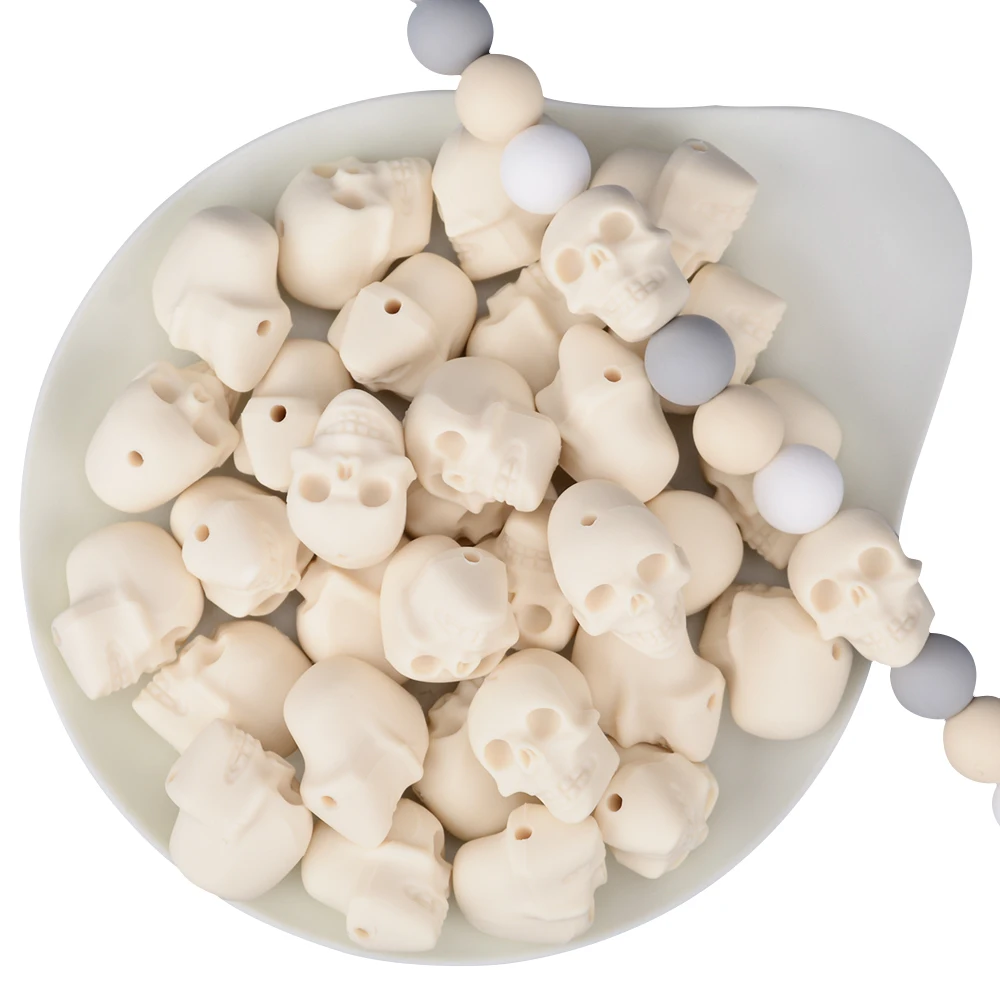 LOFCA Cr&aacute;neo 5 uds/10 Uds cuentas de silicona craneal persona cabeza de grado de alimentos mordedor de BPA-libre juguete de dentici&oacute;n del beb&eacute; de cadena Accesorios-1