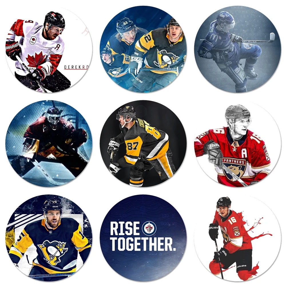 

58mm Love Ice Hockey Sport Icons Pins Badge Decoration Brooches Metal Badges For Clothes Backpack Decoration