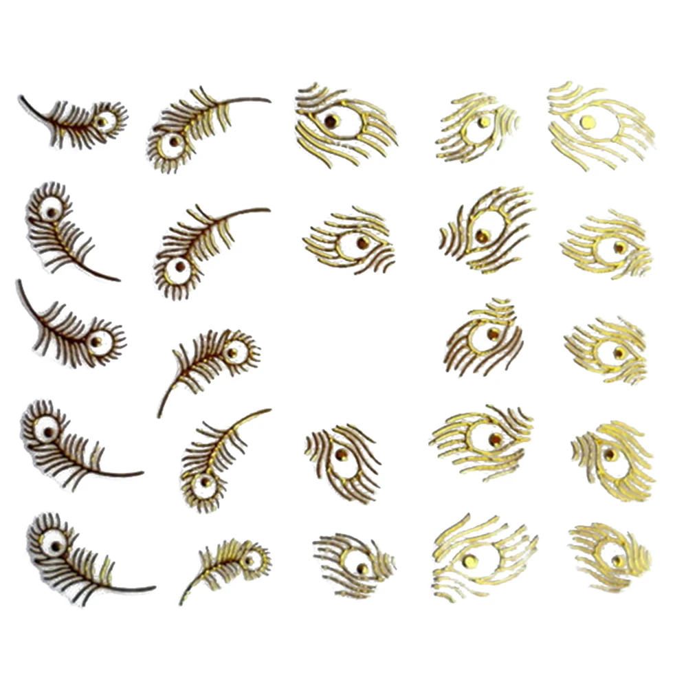 1 лист высококачественные для спа Павлин перо изображение золотой цвет ногтей