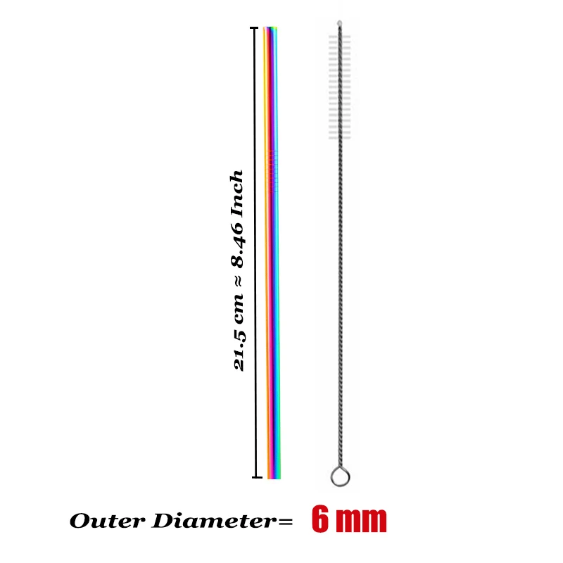 Rainbow A1 Многоразовая соломинка для питья,, изготовленная на заказ, металлическая соломинка из нержавеющей стали 304, сумка-щетка, экологически чистые аксессуары для бара для напитков - Цвет: Rainbow A1