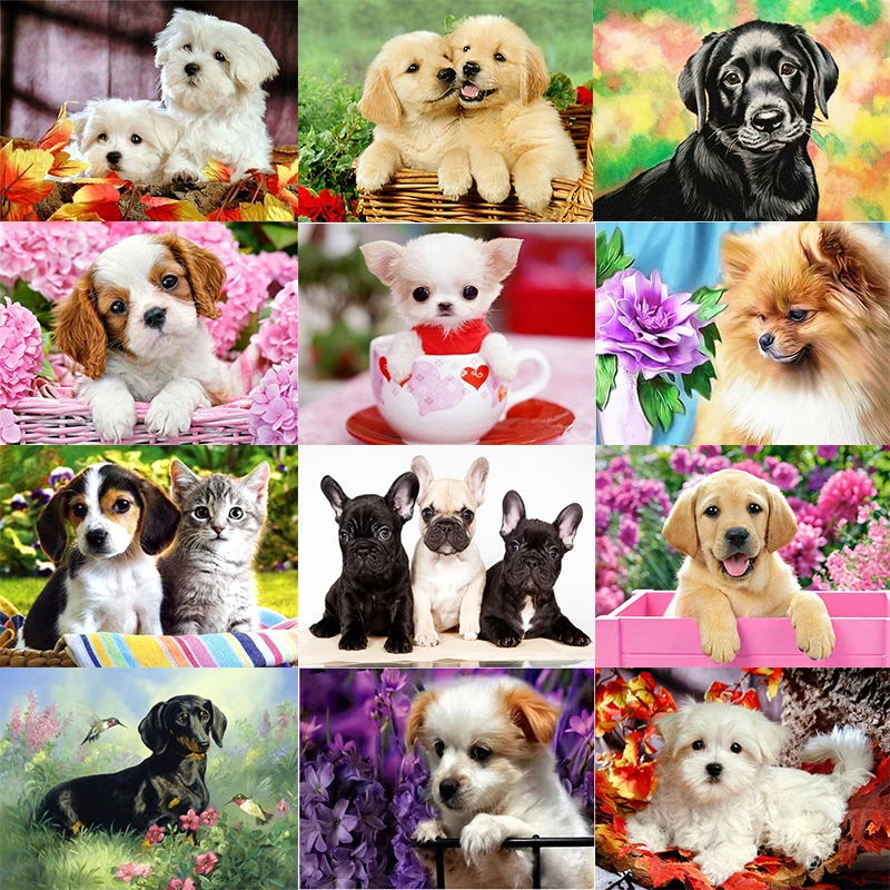 

Home Decoration Diamond Painting Cross Stitch Animal Dog Embroidery Mosaic Handmade Full Square Round Drill Wall Craft Gift
