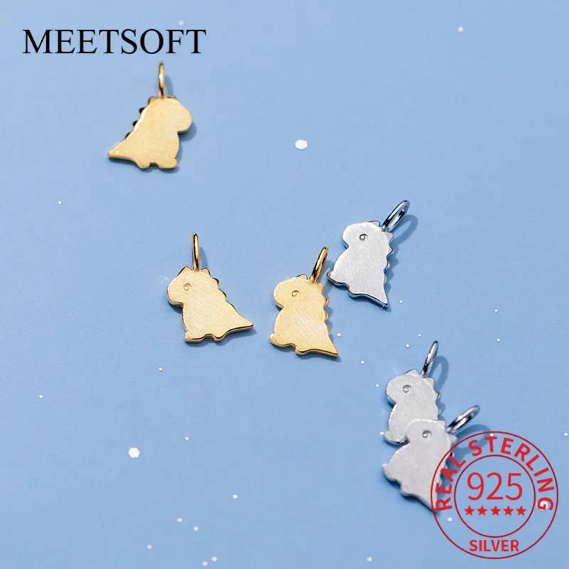 Милые Подвески MEETSOFT из матового серебра 925 пробы с динозавром ожерелье ручной