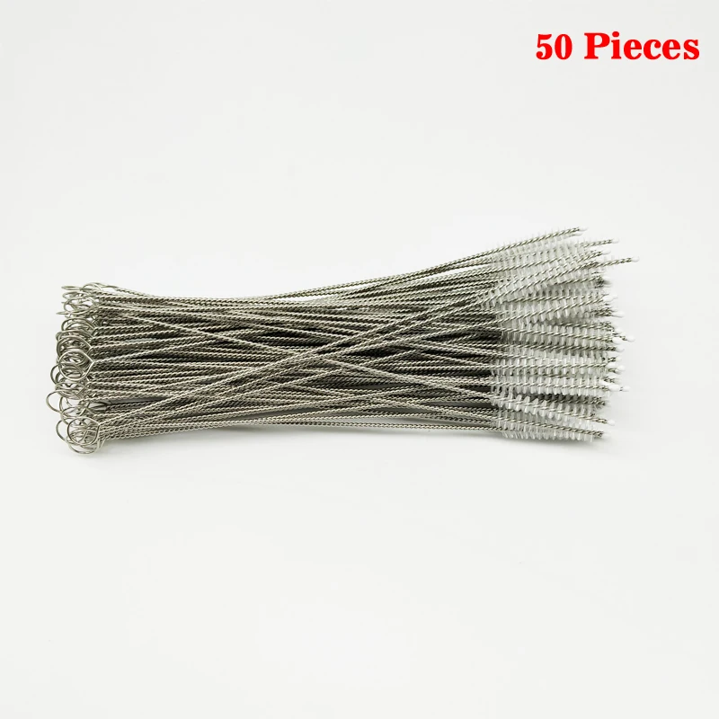 

50Pcs/lot crystal pipe Cleaning Brush Stainless Steel Wash Drinking Pipe Straw Brushes Brush Wholesale