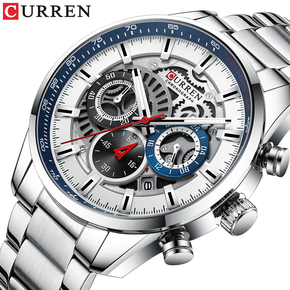 

CURREN New Watch Man Top Brand Luxury Fashion Business Chronograph Wristwatch Stainless Steel Sport Waterproof Clock relogio