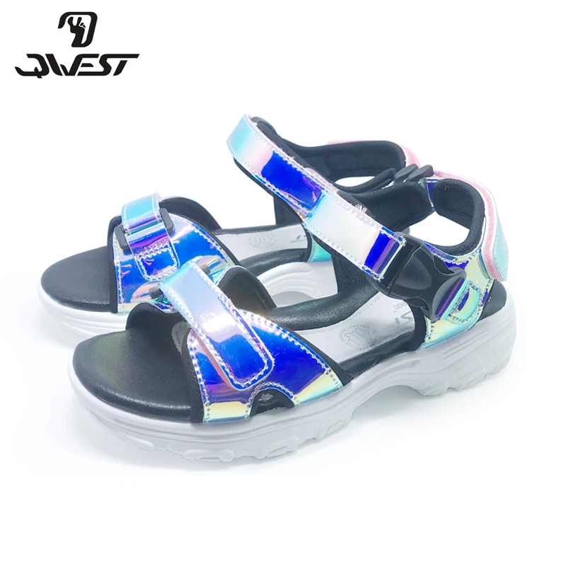 

FLAMINGO Brand Cut-Outs Summer Hook&Loop Casual Sandals Leather Insole Pricness Outdoor Shoes Flat SIZE 33-38#201S-HL-1737/1738