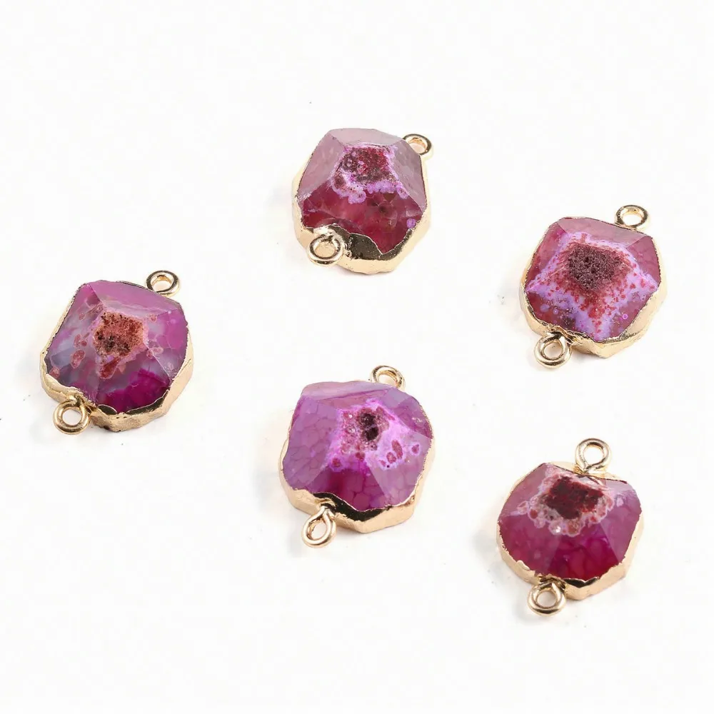 

Natural Stone Pendant Geometry Shape Double Hole Connector for Jewelry Making DIY Elegant Necklace Bracelet Accessories 16*32mm