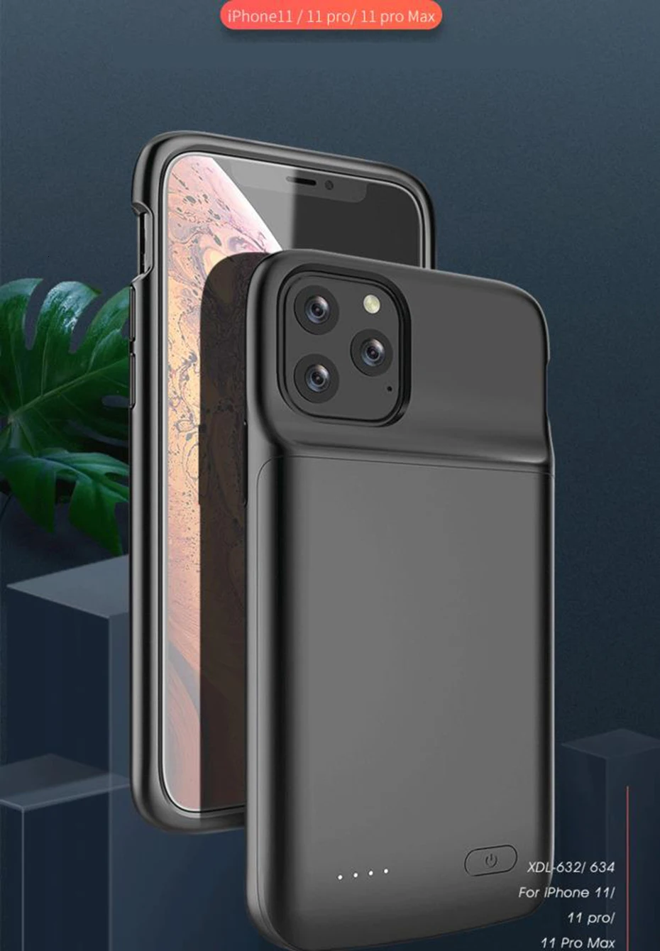 Чехол для аккумулятора для iPhone 11 Pro Max 4800/5000 mAh, зарядное устройство для iPhone 11, внешняя задняя упаковка, чехол для зарядного устройства