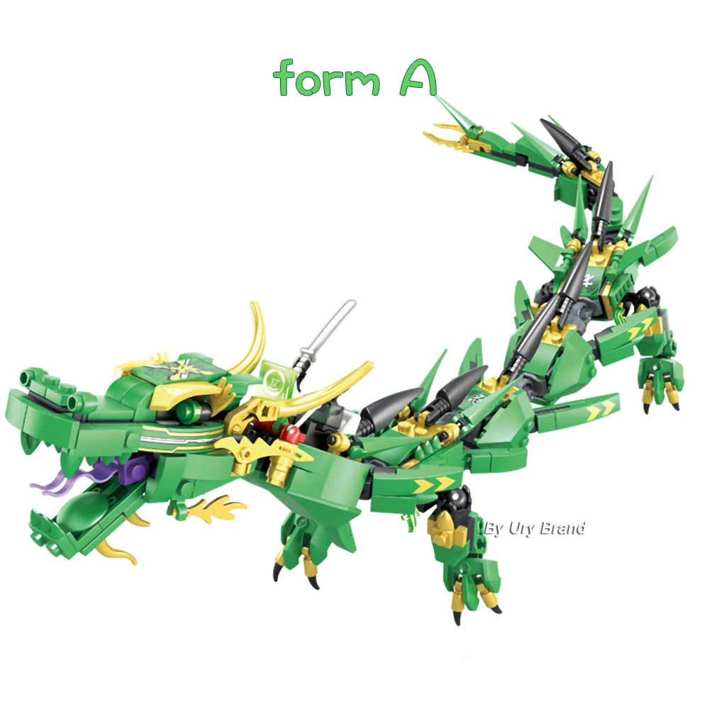 Набор строительных блоков серии ниндзя Lloyd's Green Dragon Fighting Mech Creator 2 в 1 развивающие