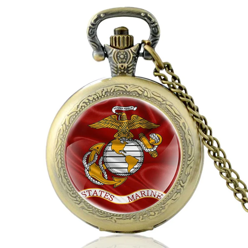 Черные классические стеклянные кварцевые карманные часы с кабошоном для морской