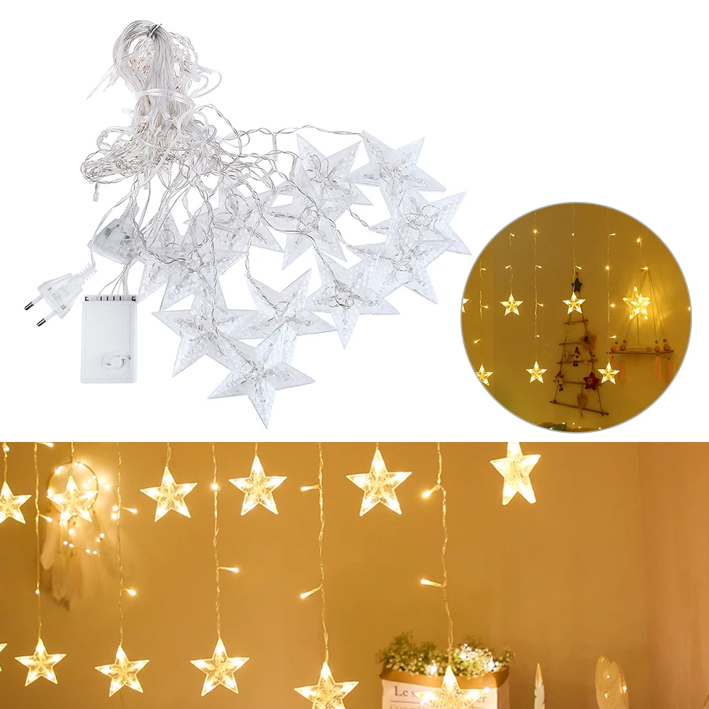 СВЕТОДИОДНАЯ Гирлянда занавеска в виде звезд 5 м 220 В|Украшения своими руками для