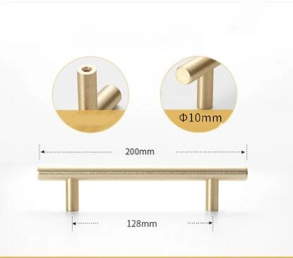 golden D "~ 20" ручка из нержавеющей стали Диаметр 10 мм Т-образная прямая ручка ручки для дверца кухонного шкафа ящика Мебельная фурнитура - Цвет: golden D