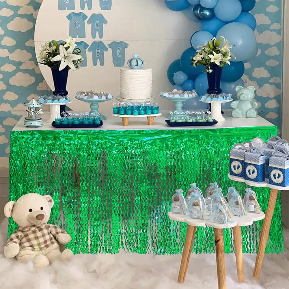 TPFOCUS Multicolor Glitter Spiral Tassel Curtains Bridal Shower Table Skirt for Wedding Birthday Baby Shower Party Decoration
