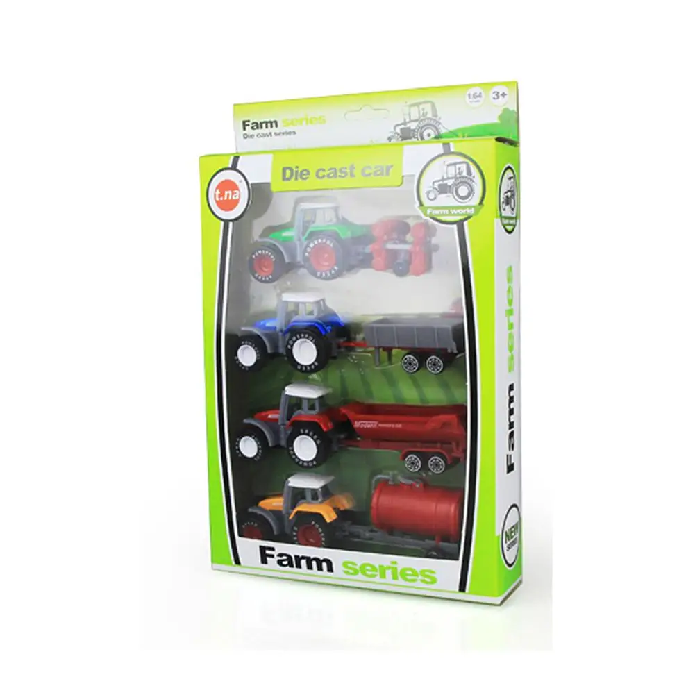 

4pcs Simulated Engineering Vehicles Glide Farm Tractor Alloy Car Model Toy Kids Educational Non-remote Control Car Model Toys