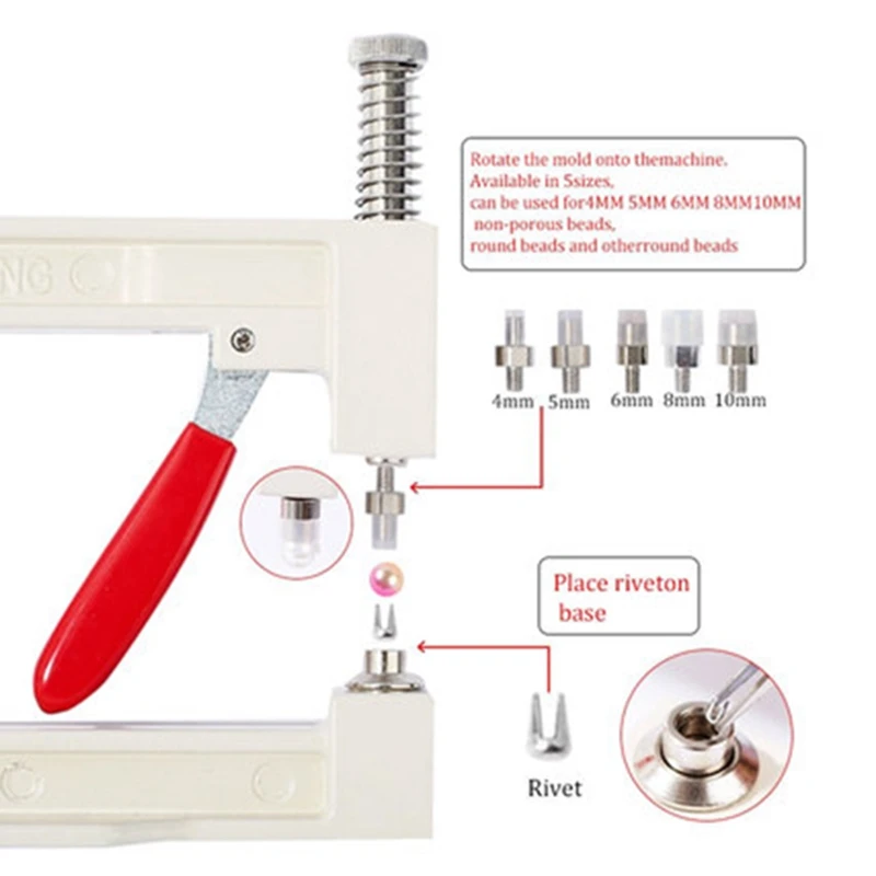 

Jewelry Pearl Setting Machine Tools Beads Rivet Fixing Machine with 5 Size Imitation Pearl Beads for Clothes DIY Craft