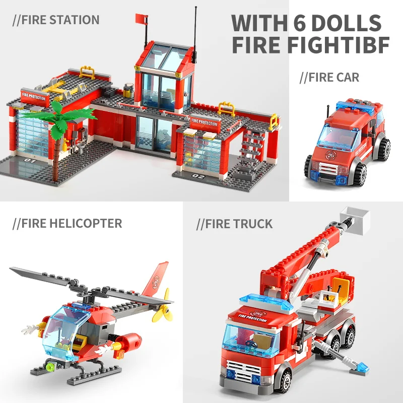 774 + шт города пожарная станция строительные блоки для грузовиков поджег Fepartment