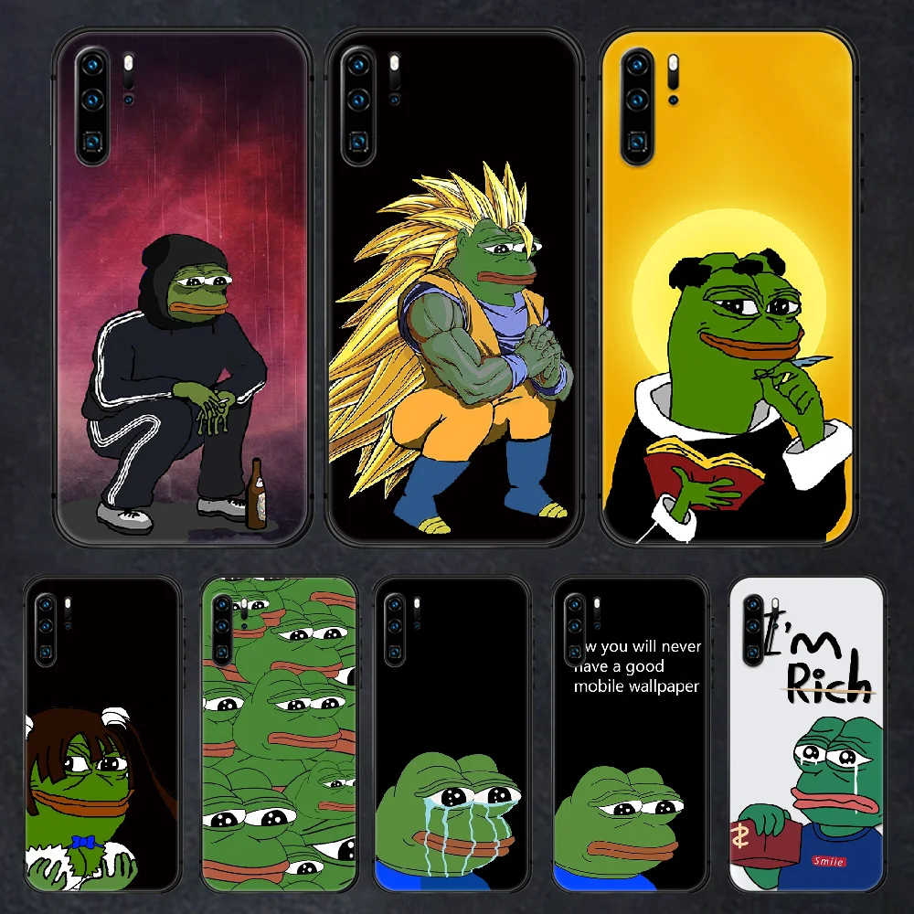 

Sad Frog pepe meme Funny Phone Case Cover For Huawei P 10 20 30 40 Mate Lite Pro Smart Z 2019 Black Bumper Back Coque