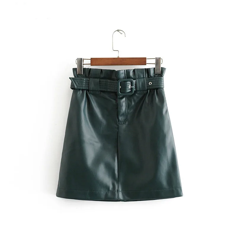 Женская шикарная юбка из искусственной кожи женская зимняя мини-юбка с