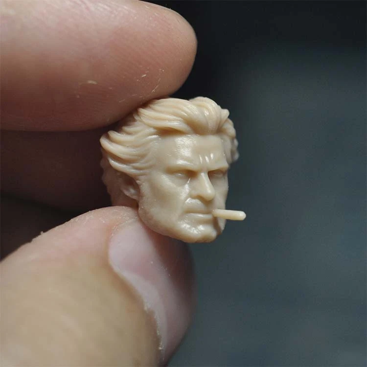 Неокрашенная модель головы Hugh Jackman в масштабе 1/18 с сигарой для корпуса 3 75