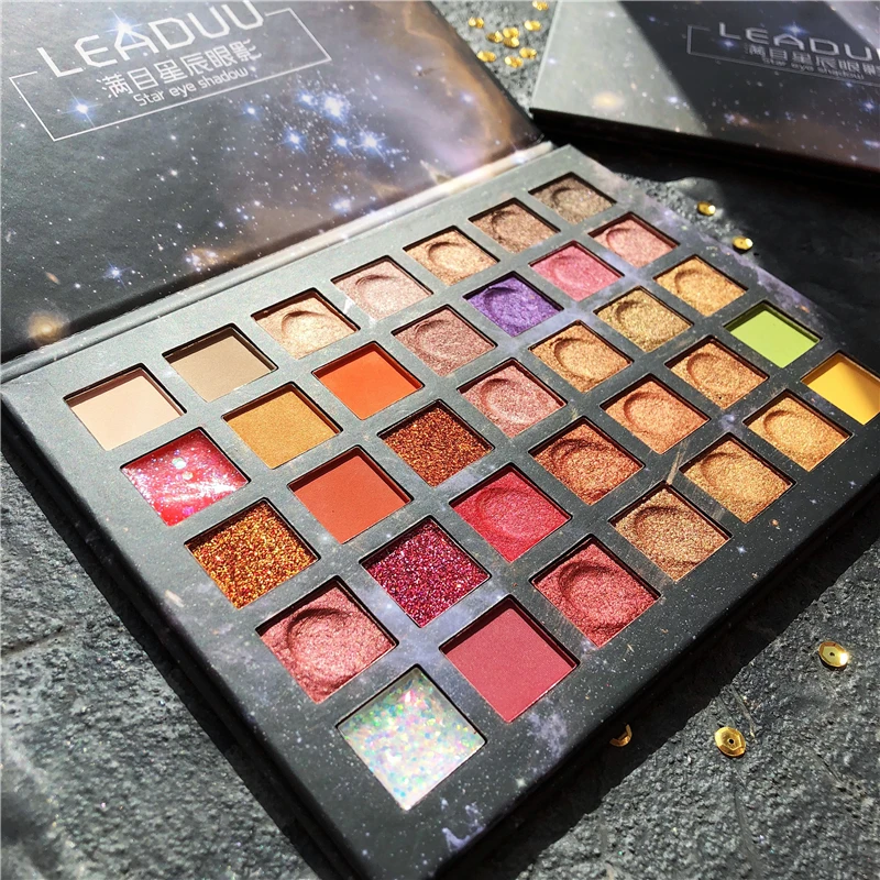 35 Color Diamond Holographic Eyeshadow Palette Shimmer Matte Creamy Metallic EyeShadow Pallete Glitter Pigmented Makeup Palette