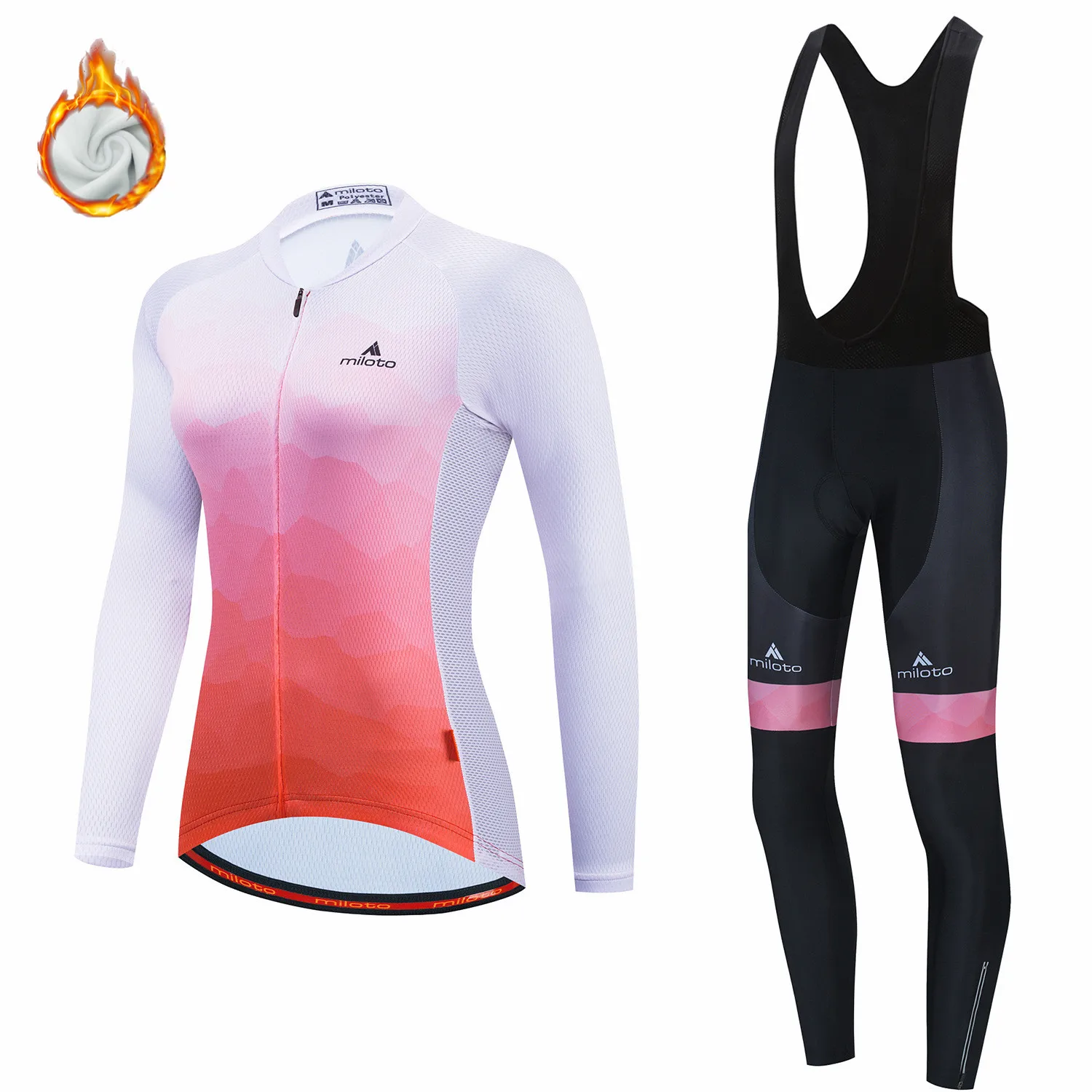 MILOTO-Thermal Fleece Велосипедный костюм для женщин комплект черных брюк Джерси Ciclismo