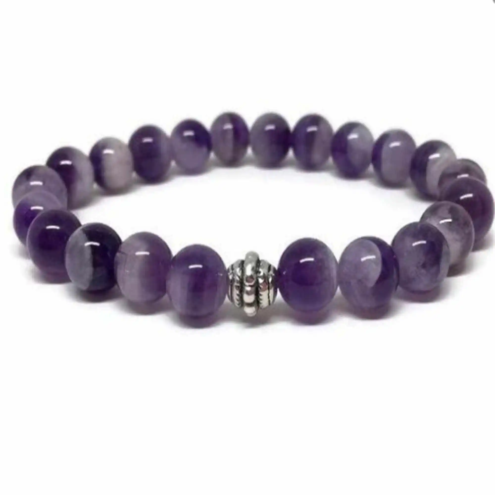 

8mm natural Amethyst gemstone bead Bracelet 7.5inches Easter Chic Blessing Elegant Yoga Thanksgiving Day All Saints' Day