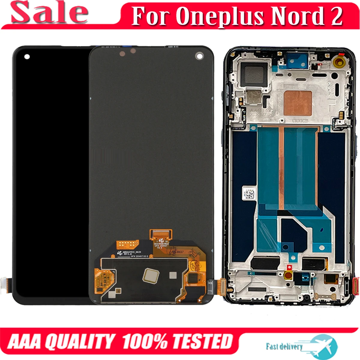 Pantalla LCD AMOLED Original de 6,43 pulgadas para Oneplus, montaje de digitalizador con pantalla t&aacute;ctil para Oneplus Nord 2, 5G, DN2101, DN2103-0