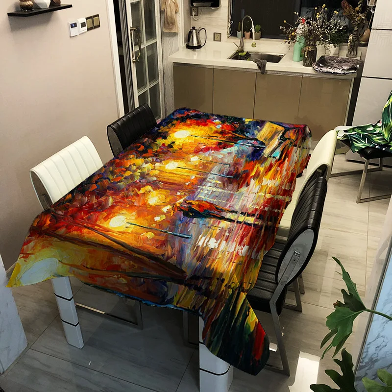 

Simple style oil painting pattern printing washable tablecloth