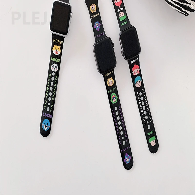 Ремешок для часов Apple Watch 42 мм 40 38 44 милый мультяшный модный спортивный браслет IWatch