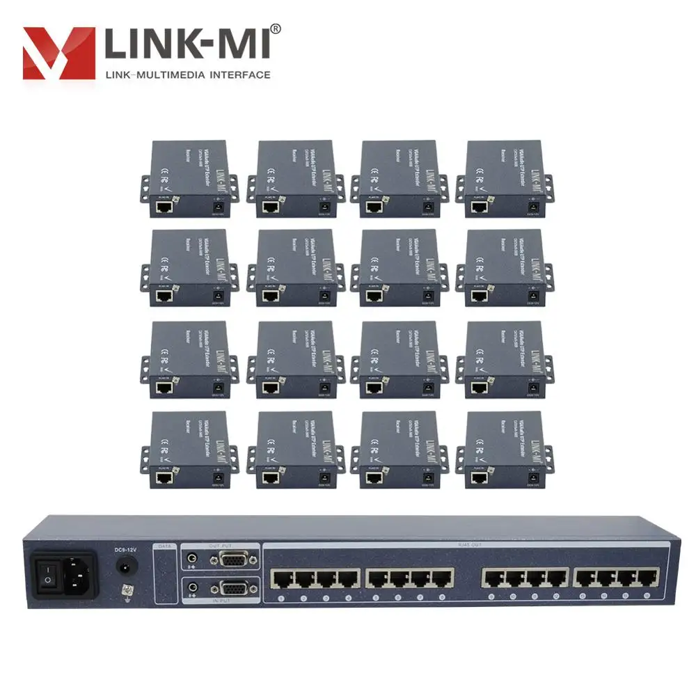 LINK MI 116T VGA 1 в 16 out активный видео и аудио передатчик Макс разветвитель vga портов UTP