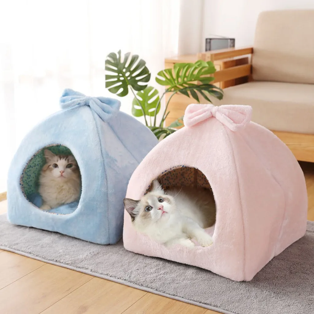 Домик-палатка для питомцев собак и кошек зимняя теплая кровать мягкий складной