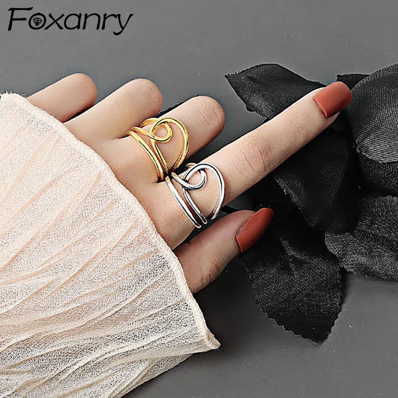 

Evimi Minimalist 925 Standard Silver Rings for Women Couples New Trends Simple Hollow Multilayer Geometric Party Jewelry Gifts
