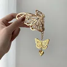 Заколки-крабы женские, винтажные длинные металлические, с кисточками, бабочками, золотого цвета, 2020