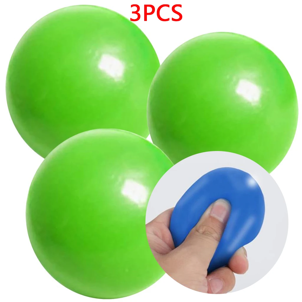

3pcs Stick Wall Ball Fluorescent Squash Xmas Sticky Target Ball Decompression Throw Fidget Toy Kids Gift Novelty Stress Relief