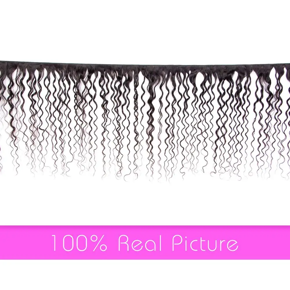 Водные волнистые пучки с закрытием 100% человеческих волос Плетение 3 пучка