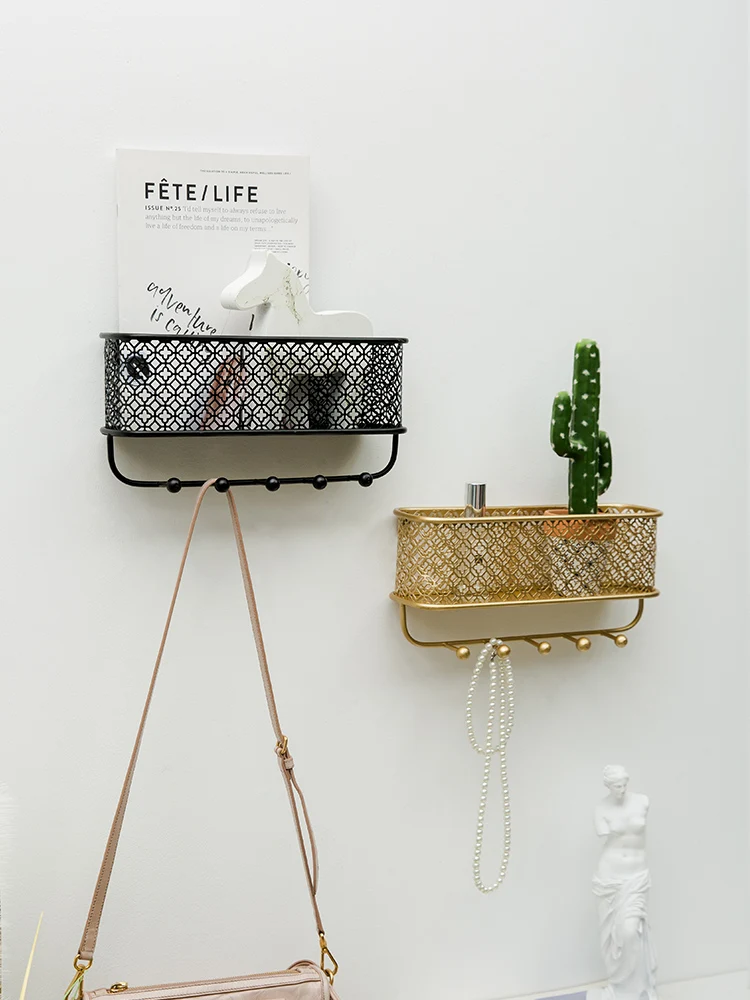 Настенная металлическая полка в скандинавском стиле с крючком | Дом и сад