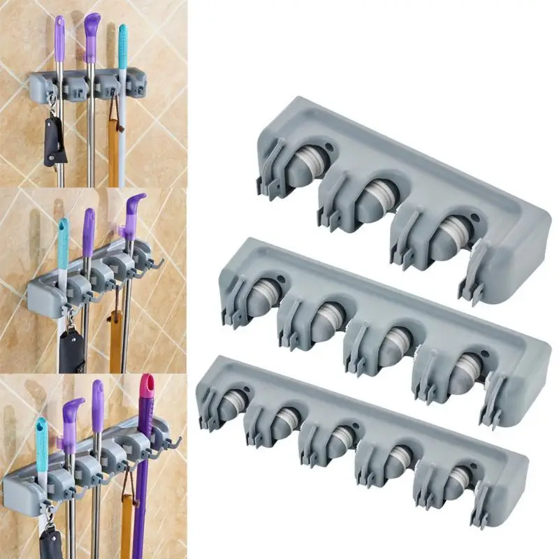 

Kitchen Organizer Mop Holder 3/4/5 Position Brush Broom Hanger Storage Rack Household Mop Brush Hanger Kitchen Gadgets