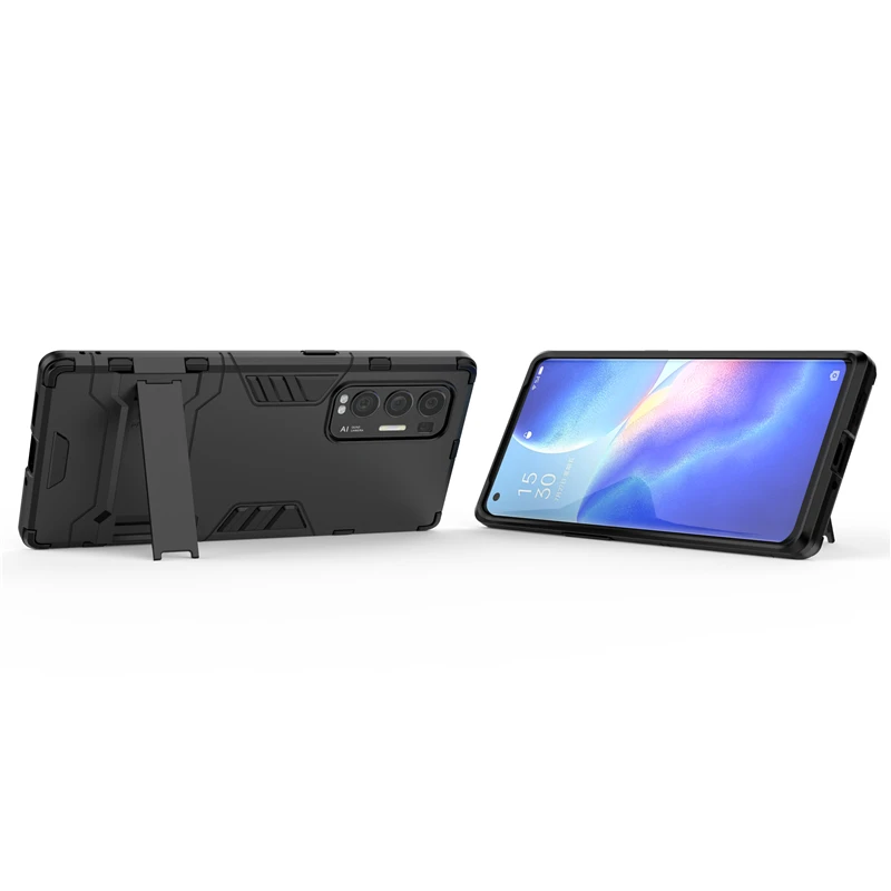 

For Cover Oppo Find X3 Neo Case Bumper Hybrid Stand Silicone Armor Case For Oppo Find X3 Neo Cover For Oppo Find X3 Neo 6.55"