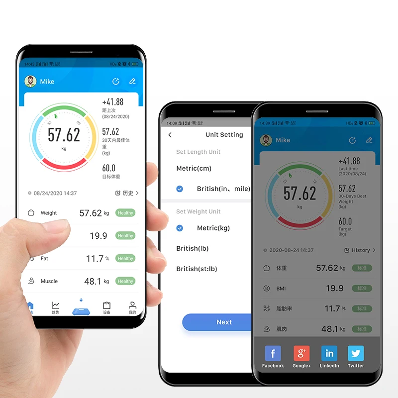Bluetooth Body Fat Scale Floor Smart Bathroom Weight Composition Analyzer Connect Smartphone Apps Via |