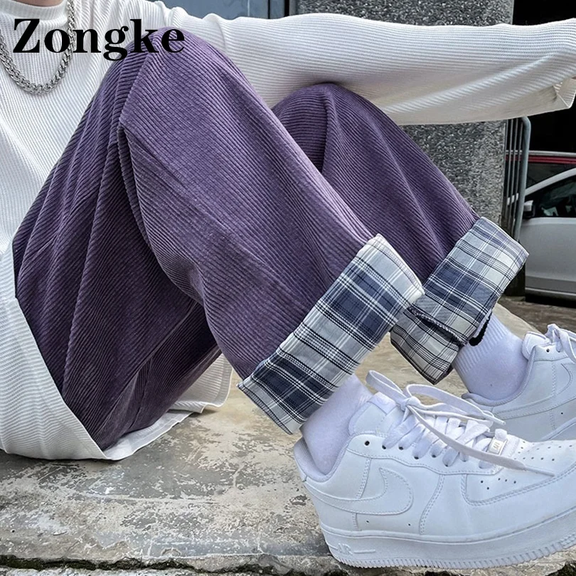 

Прямые вельветовые брюки Zongke, Мужская одежда, корейские модные мужские брюки, уличная одежда, спортивные брюки для мужчин, раньше 2022, Новое п...