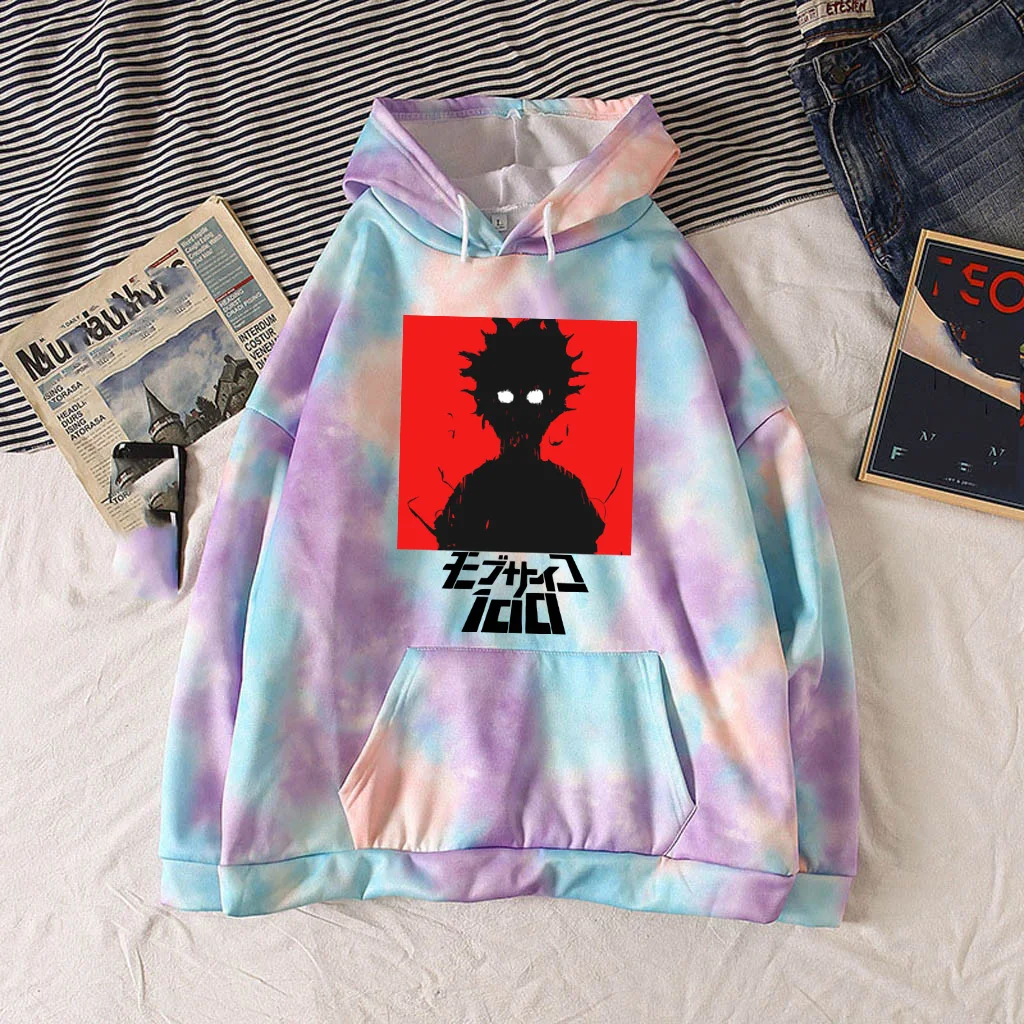 

Uniex Anime Hoodie Mob Psycho 100 Tie-dye Pullovers Tops Long Sleeve Print Cloth