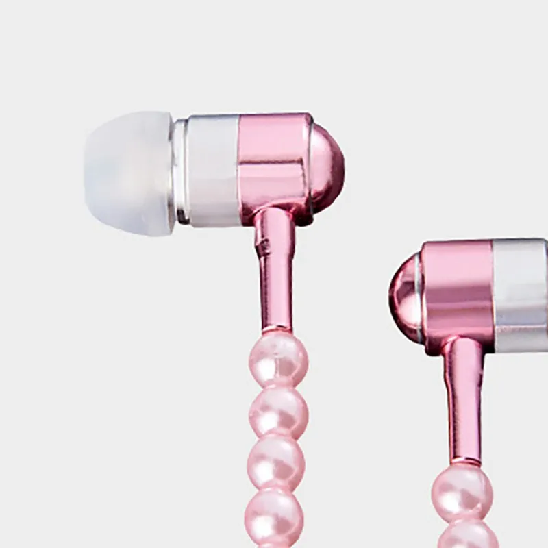 Подарок для девочек на день рождения жемчужное ожерелье наушники в ухо розовое