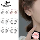 Серьги-кольца женские двойные из серебра 100% пробы с маленькой звездой