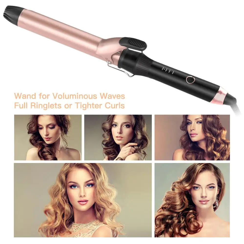 

2021 New Curling Iron Curling Wand 25mm Tapered Curling Tongs Tourmaline Ceramic Barrels Hair Curler with 4 Heat Setting