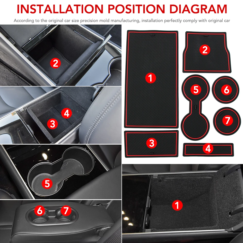 Интерьерный Коврик Для Автомобиля Tesla Model 3 2020 Car Console Wrap Mat Нескользящий Затвор