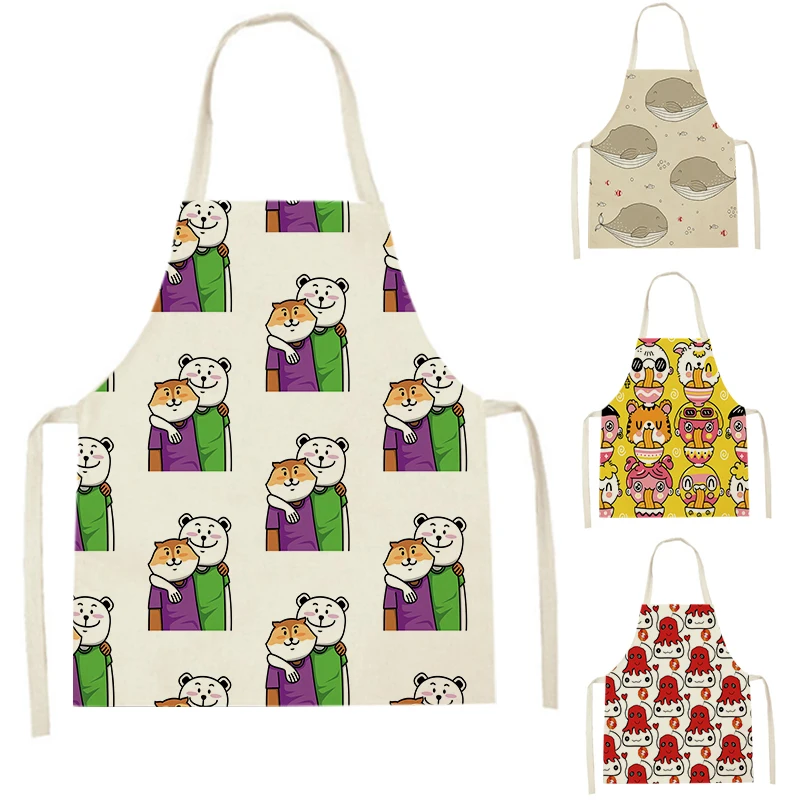 

Кухонные фартуки WQL2842 для женщин, льняные нагрудники, фартук для уборки дома, водонепроницаемые поварские фартуки для выпечки, для детей