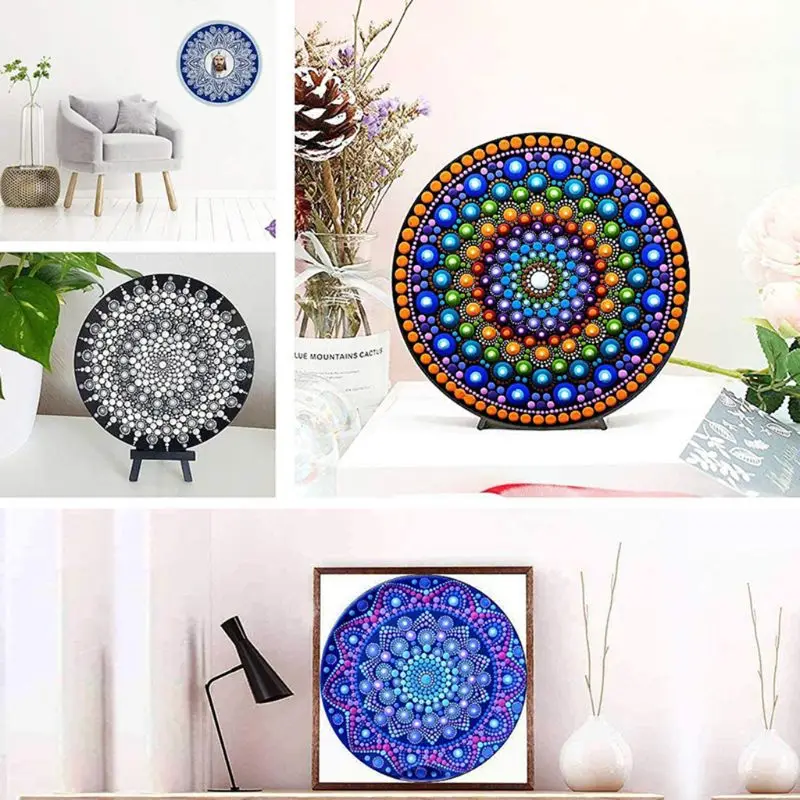 

8pcs Black Round Cardboard Mandala Painting Paper DIY Cardboards Art Supplies