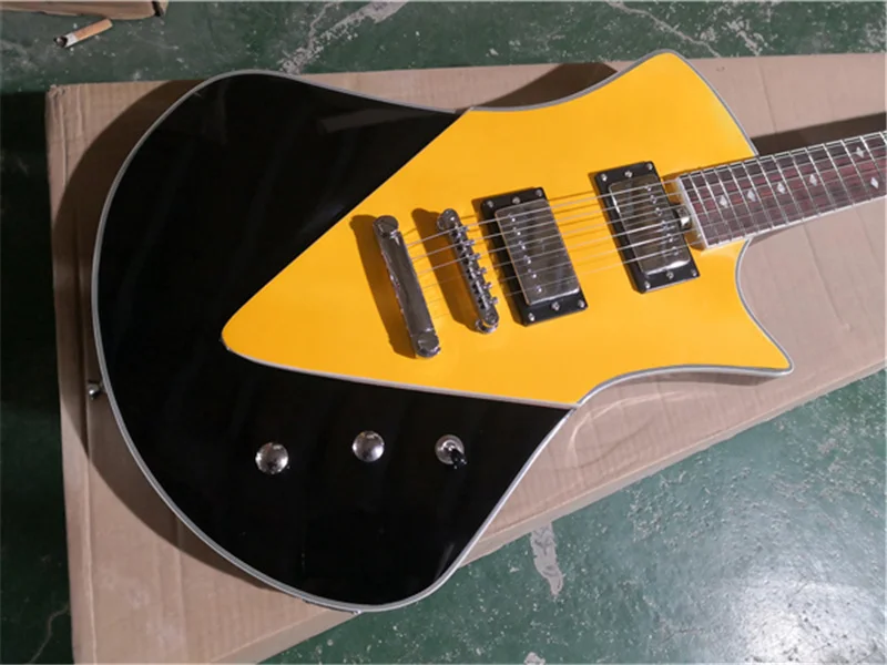 

Armada two-color blue and black Yellow and black electric guitars with self-locking strings fan inlay in stock 62