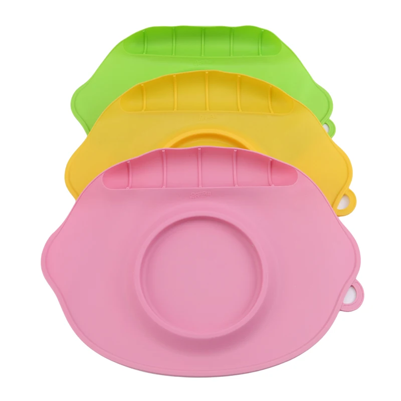 

Solid Color Children Plate Placemat Waterproof Antibacterial Baby A Tableware Sucker Silicone Mats Kids Table Hot Sale