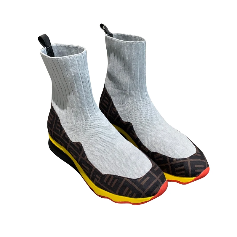 

French feifan couple sports boots, leather flying woven letter logo jacquard, the most popular wool, women's boots, with box