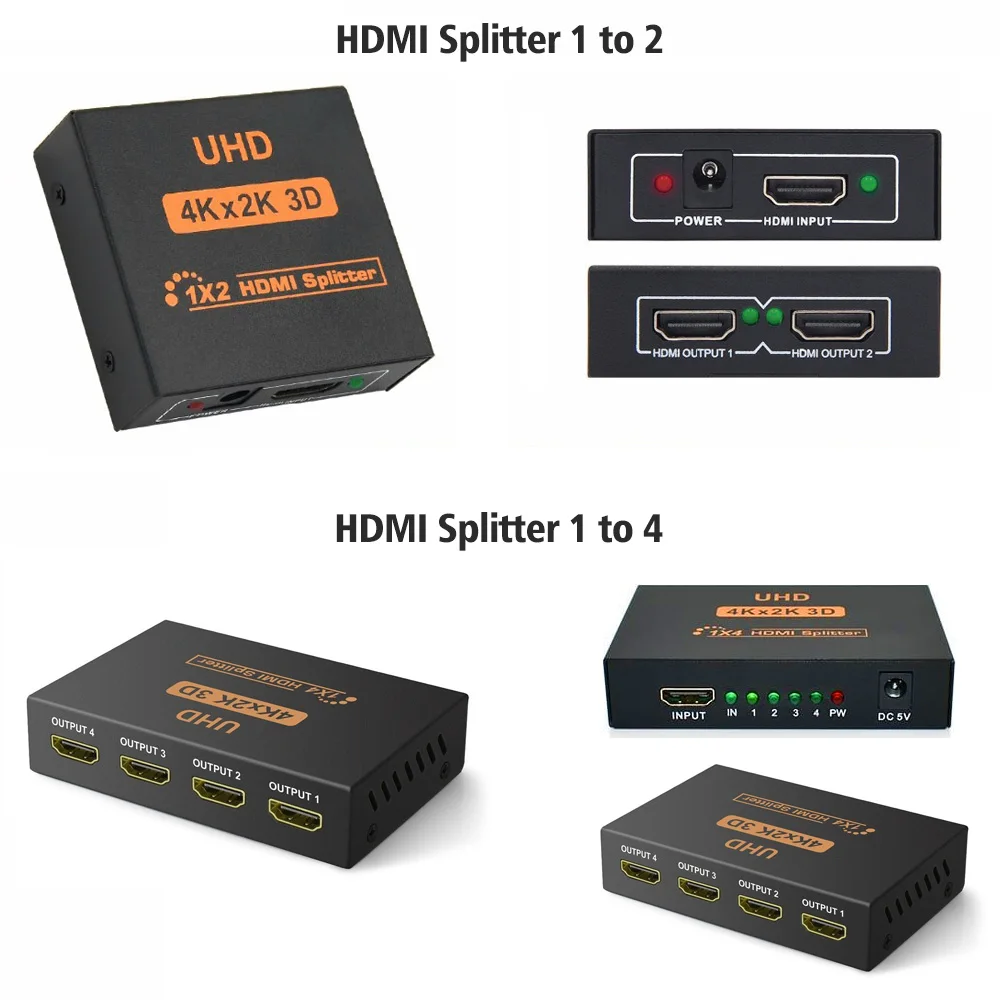 HDMI 4K сплиттер 3D UHD HDMI коммутатор 1X2 1X4 3D двойной дисплей HD 1080p видео для HDTV PS3 Xbox адаптер коммутатор сплиттер коробка